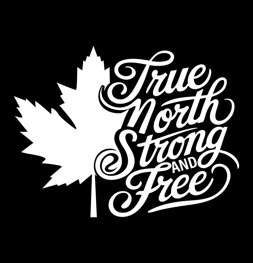 True North strong and free decal, sticker, canada sticker, car decal B