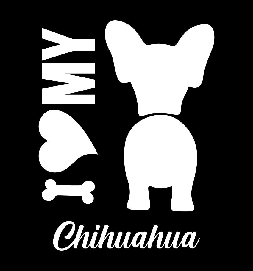 I Heart My Chihuahua dog breed decal
