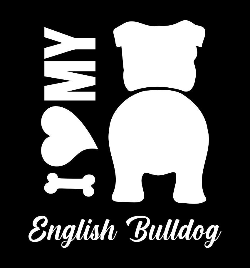 I Heart My English Bulldog dog breed decal