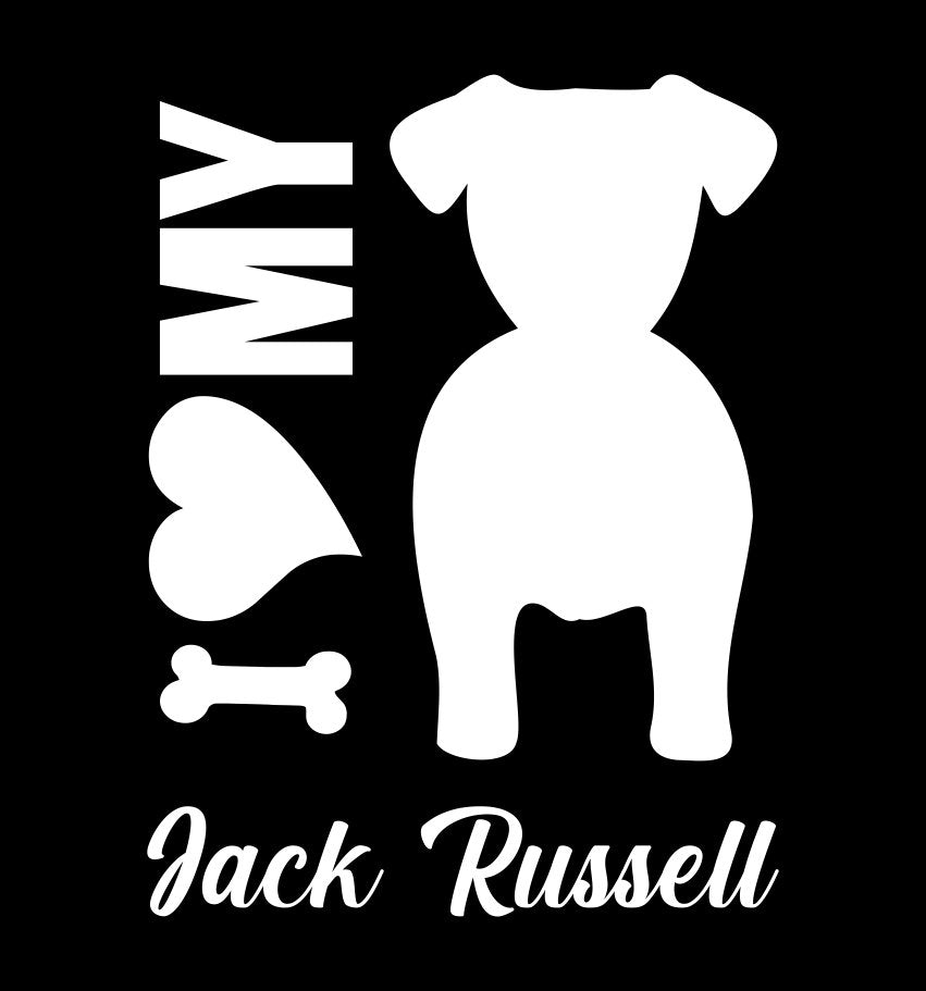 I Heart My Jack Russell dog breed decal