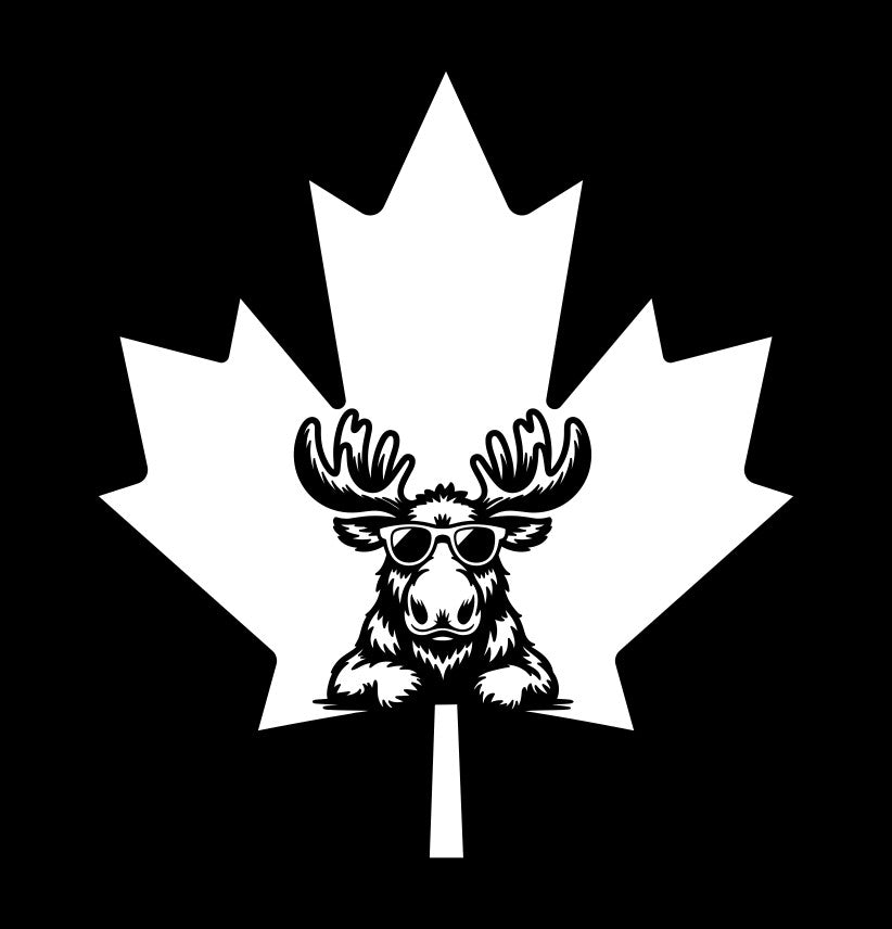 moose in maple leaf, decal, sticker, canada decal, car sticker