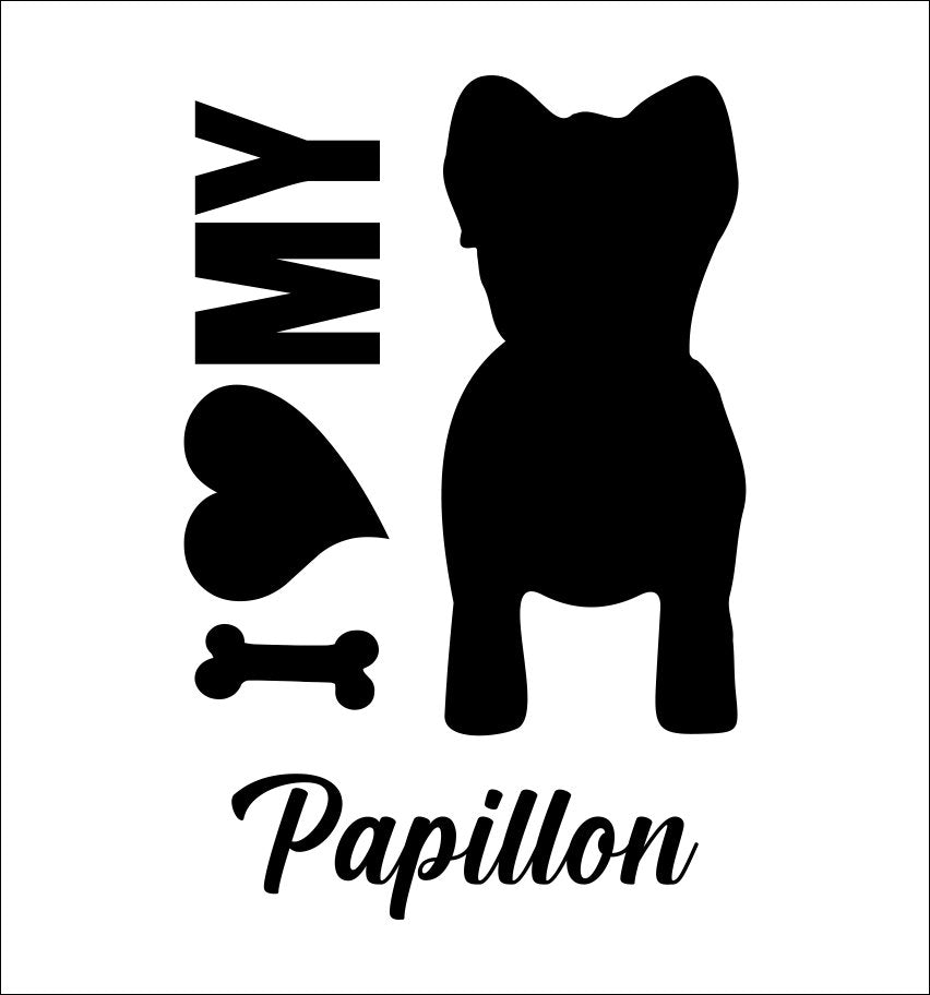 I Heart My Papillon dog breed decal