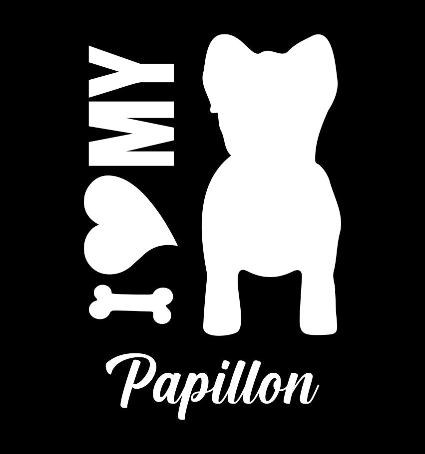 I Heart My Papillon dog breed decal