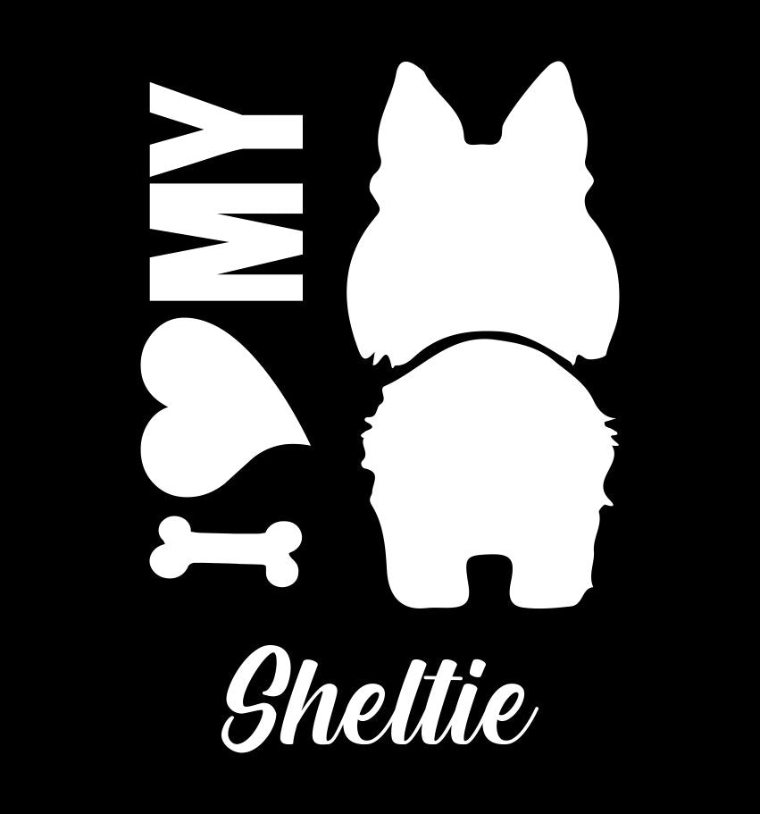 I Heart My Sheltie dog breed decal