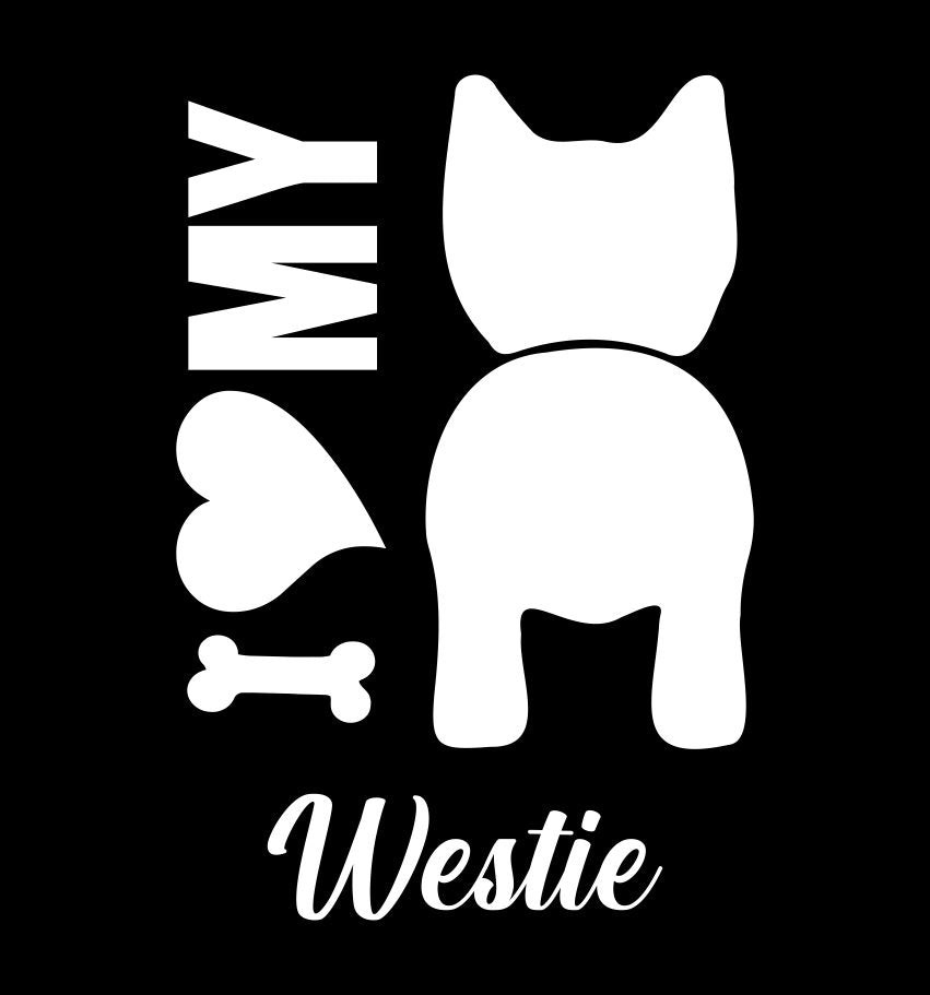 I Heart My Westie dog breed decal