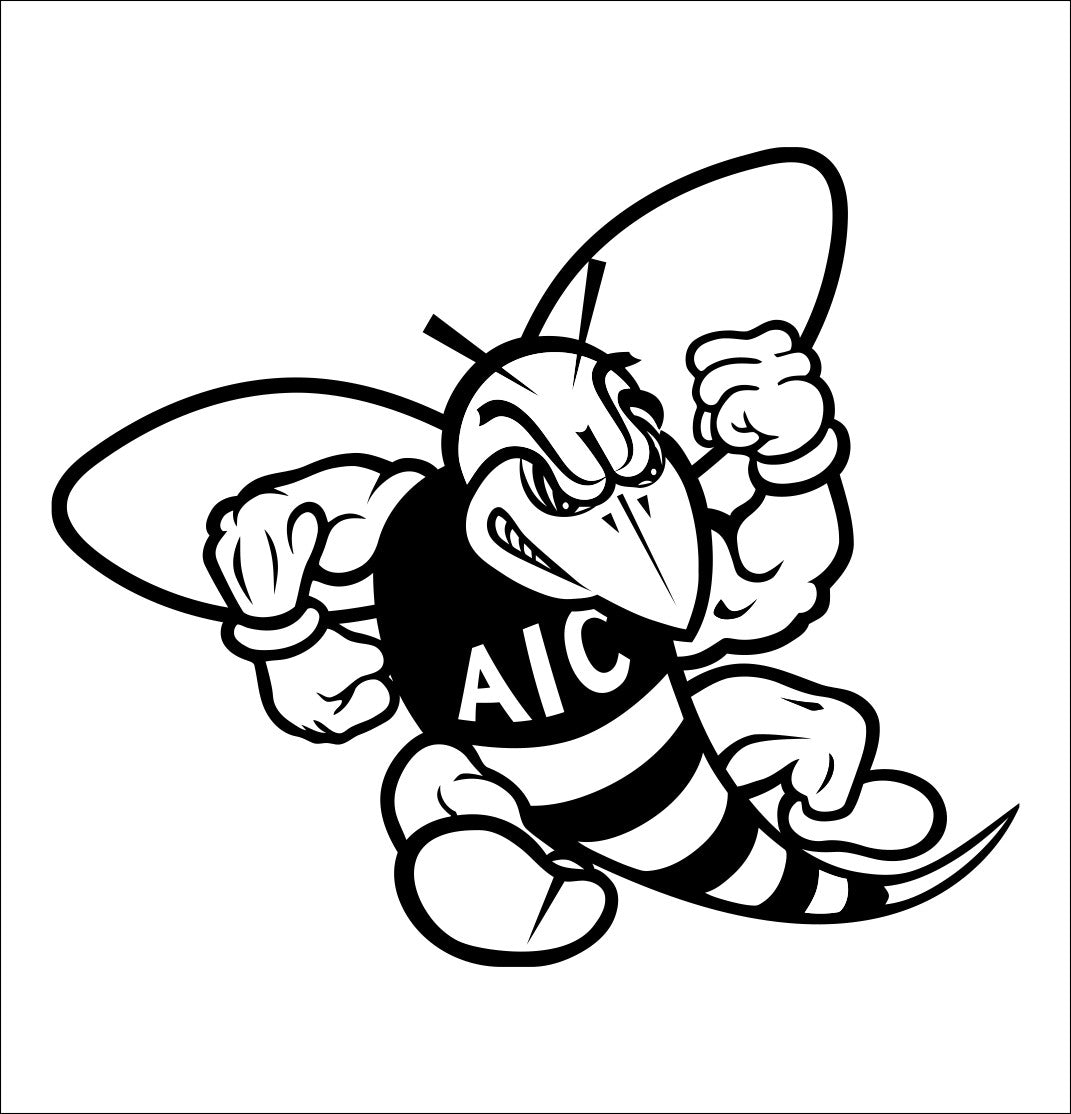 AIC Yellow Jackets decal, car decal sticker, college football