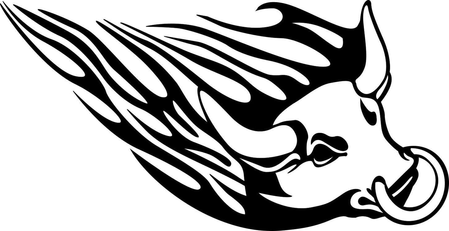 bull 4 flaming animal decal - North 49 Decals