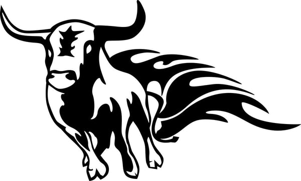 bull flaming animal decal - North 49 Decals