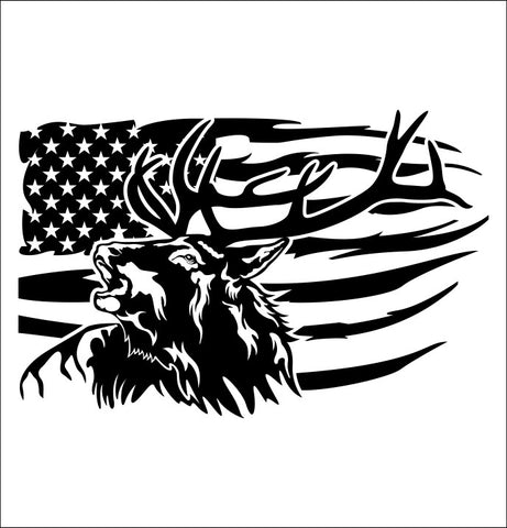 Elk US Flag hunting decal