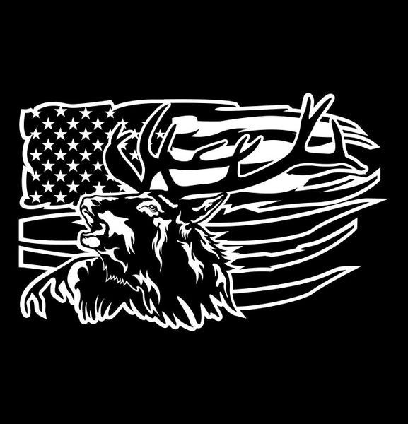 Elk US Flag hunting decal