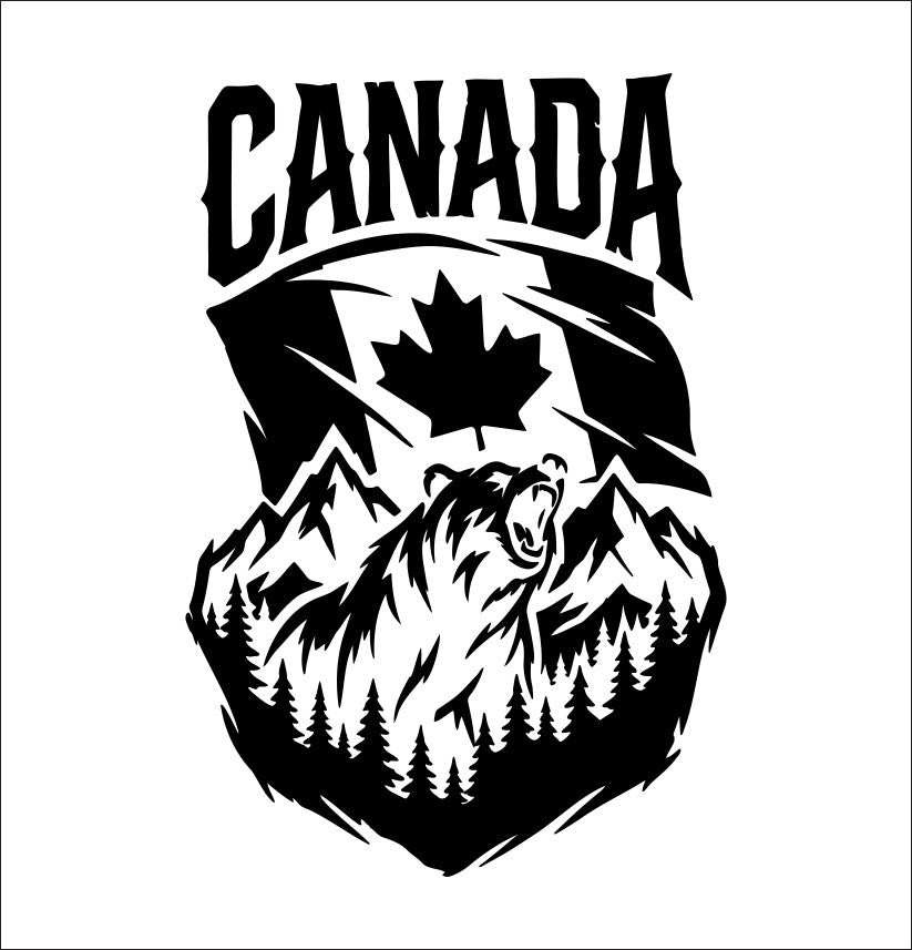 Canada bear mountains decal, sticker, canada sticker, car decal