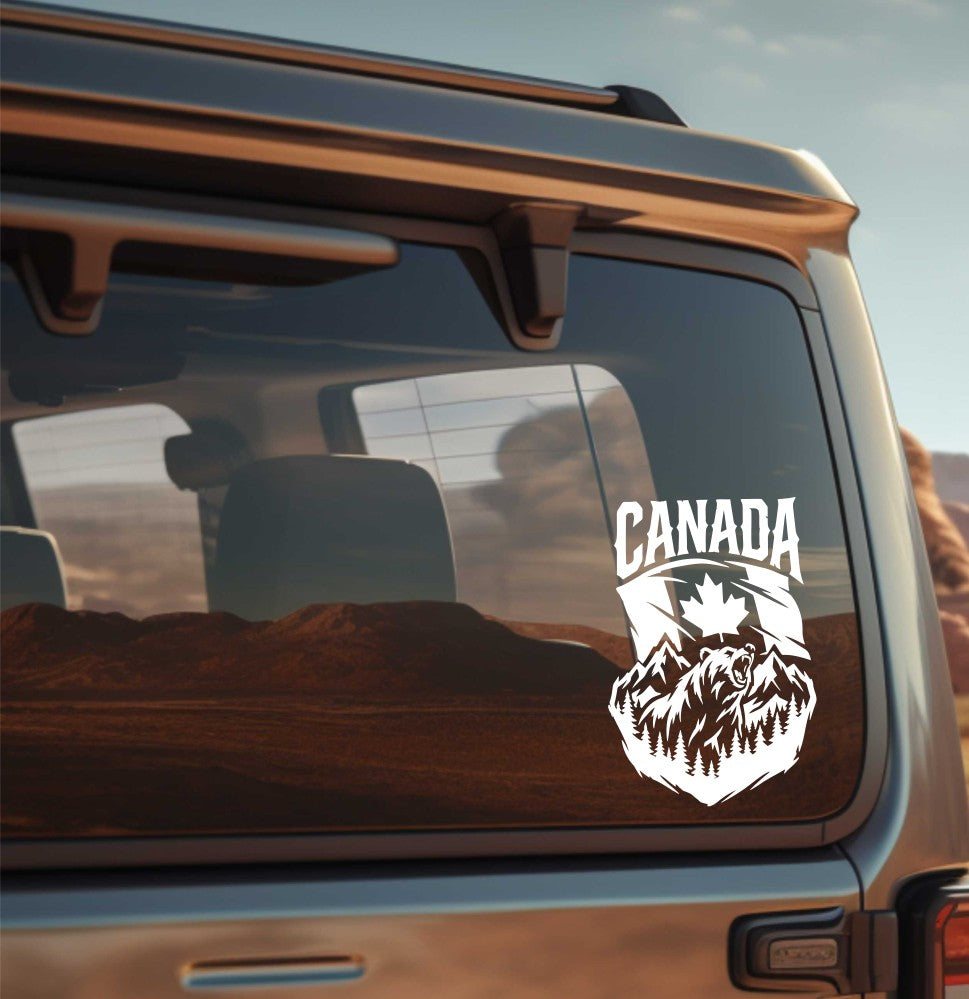 Canada bear mountains decal, sticker, canada sticker, car decal