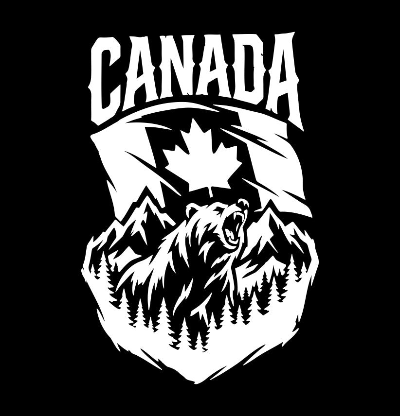 Canada bear mountains decal, sticker, canada sticker, car decal