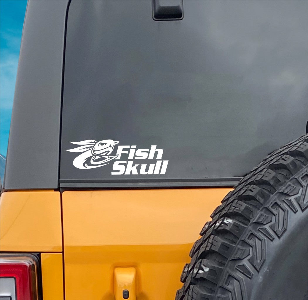 Fish Skull Fly Fishing decal, sticker, hunting fishing decal, car sticker