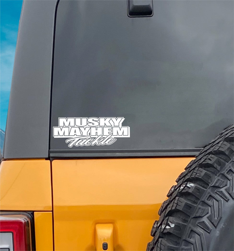 Musky Mayhem Tackle decal, sticker, hunting fishing decal, car sticker