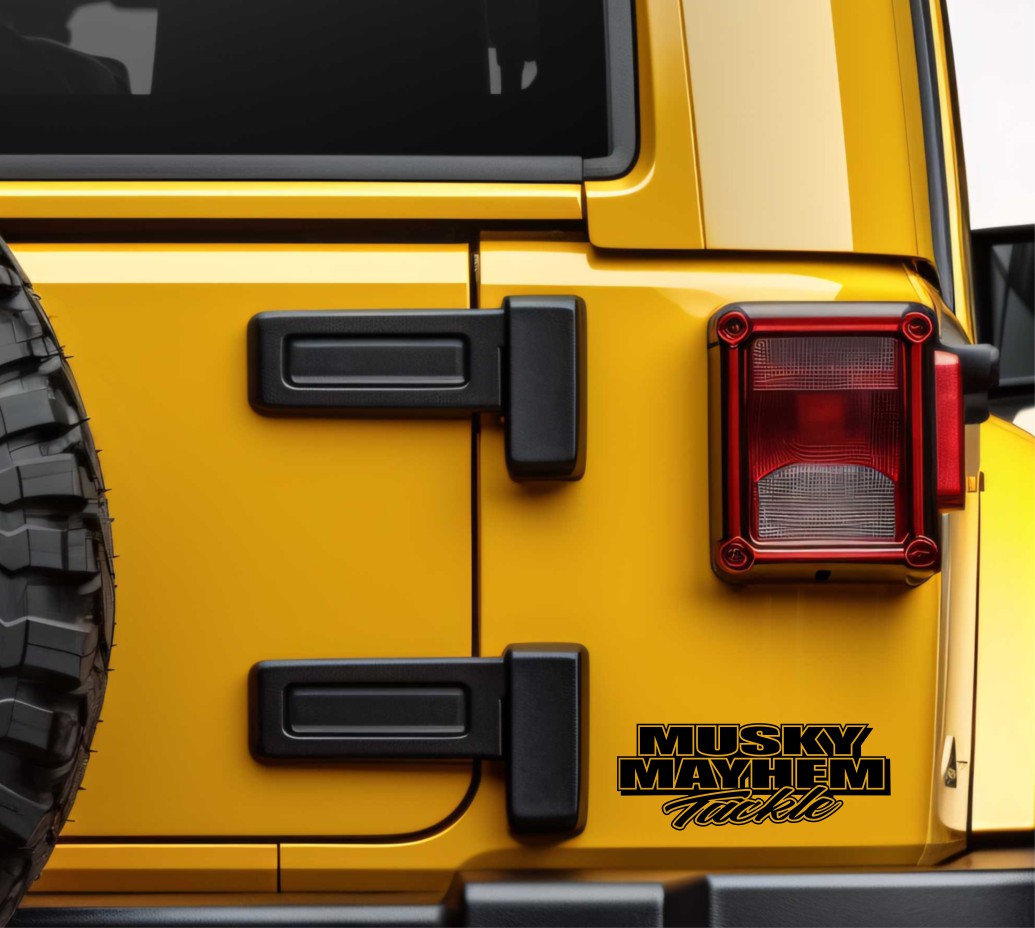 Musky Mayhem Tackle decal, sticker, hunting fishing decal, car sticker