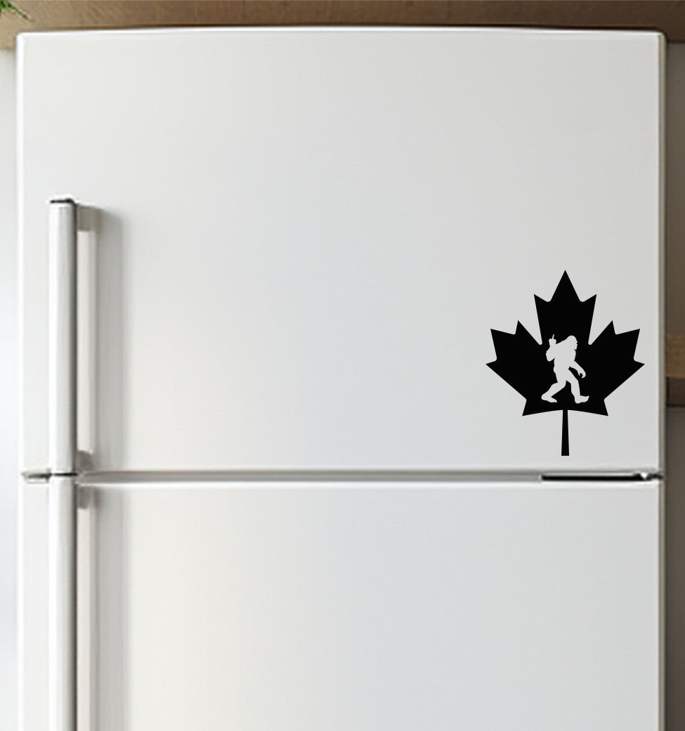 Sasquatch middle finger in maple leaf decal, sticker, canada sticker, car decal