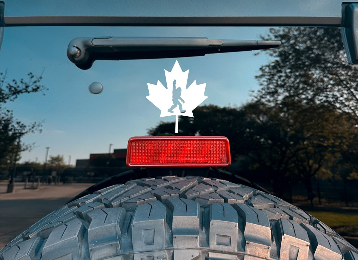 Sasquatch peace symbol in maple leaf decal, sticker, canada sticker, car decal