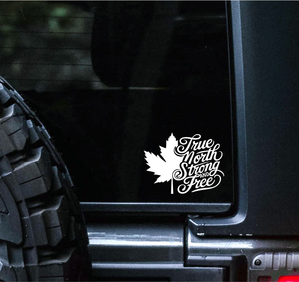 True North strong and free decal, sticker, canada sticker, car decal B