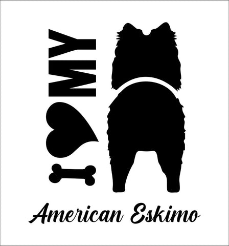 I Heart My American Eskimo dog breed decal
