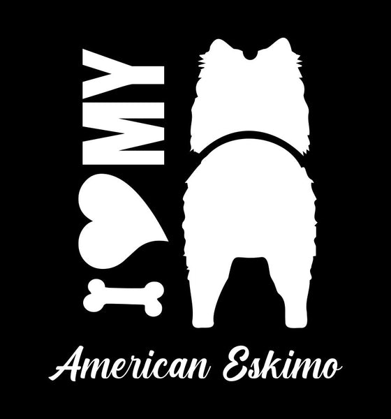 I Heart My American Eskimo dog breed decal