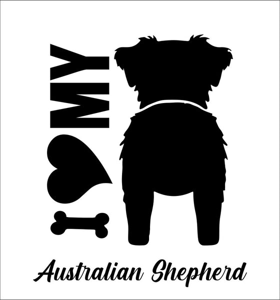 I Heart My Australian Shepherd dog breed decal