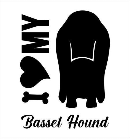 I Heart My Basset Hound dog breed decal