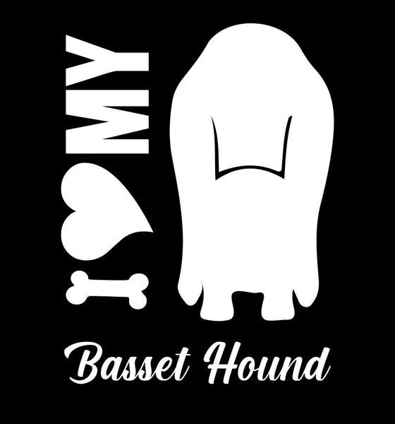 I Heart My Basset Hound dog breed decal