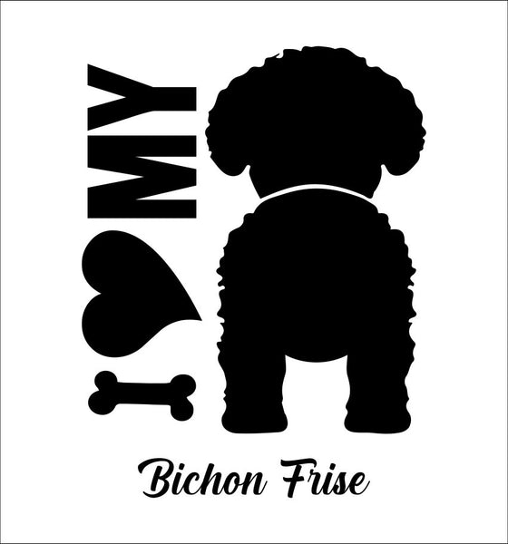 I Heart My Bichon Frise dog breed decal