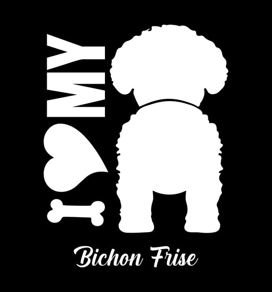 I Heart My Bichon Frise dog breed decal