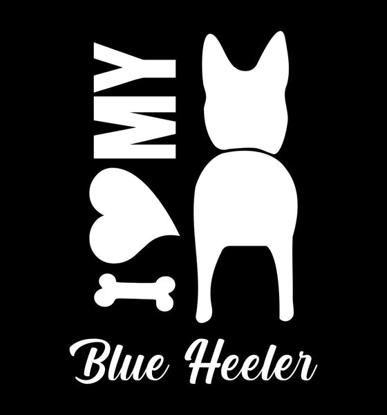 I Heart My Blue Heeler dog breed decal