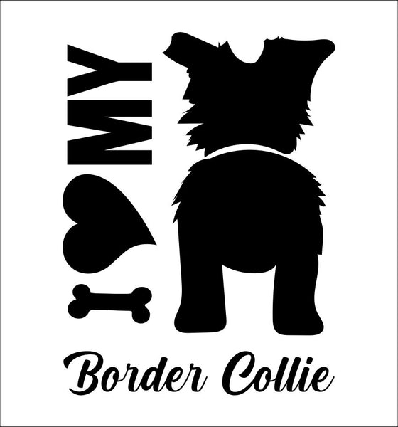 I Heart My Border Collie dog breed decal