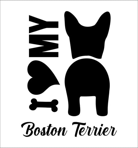 I Heart My Boston Terrier dog breed decal