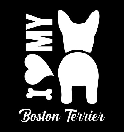 I Heart My Boston Terrier dog breed decal