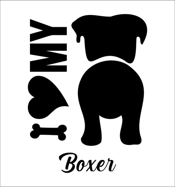 I Heart My Boxer dog breed decal