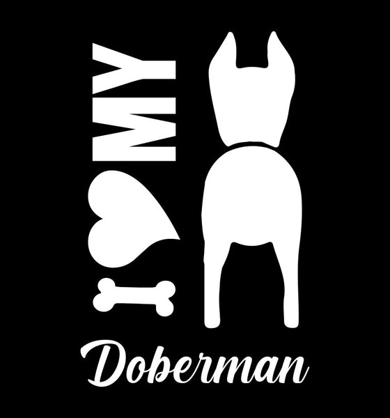 I Heart My Doberman dog breed decal