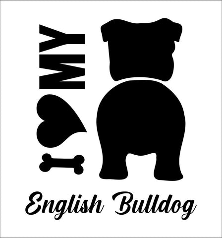 I Heart My English Bulldog dog breed decal