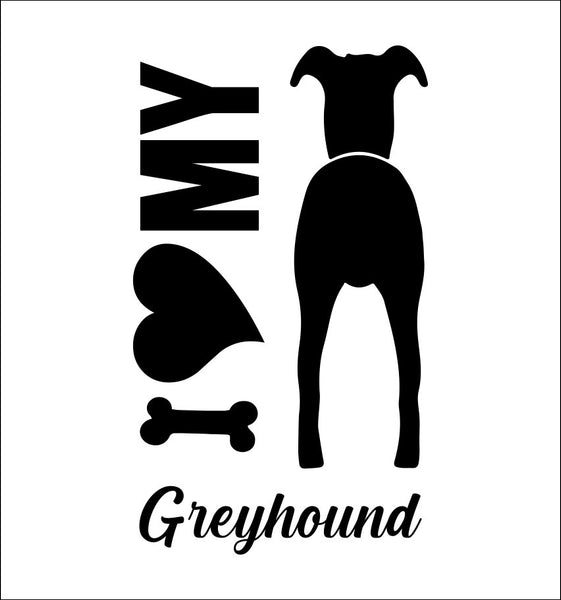 I Heart My Greyhound dog breed decal