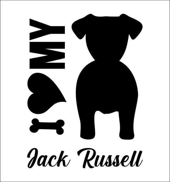 I Heart My Jack Russell dog breed decal