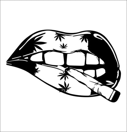 marijuana lips decal, weed decal, sticker,  car sticker