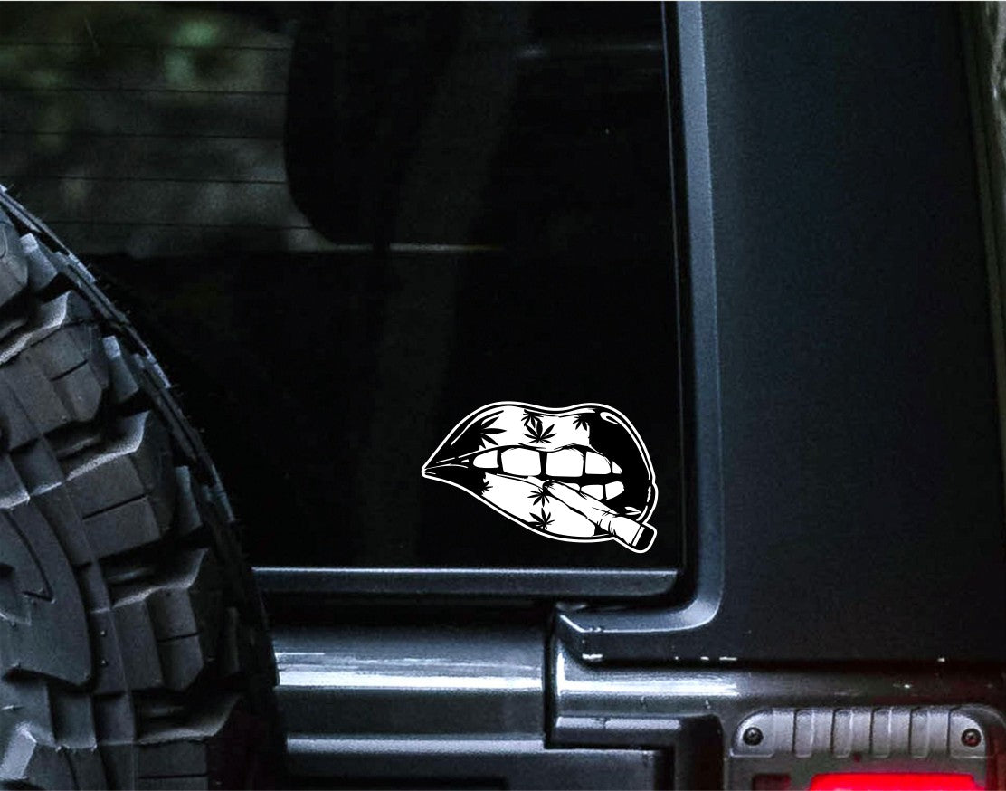 marijuana lips decal, weed decal, sticker,  car sticker