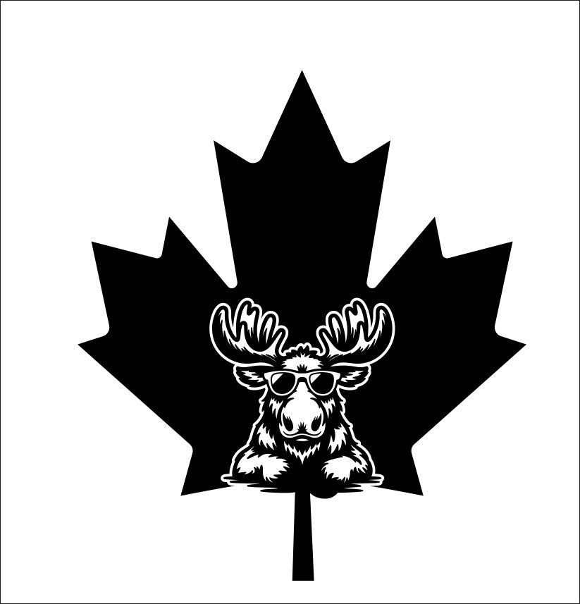 moose in maple leaf, decal, sticker, canada decal, car sticker