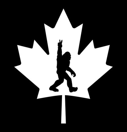 Sasquatch peace symbol in maple leaf decal, sticker
