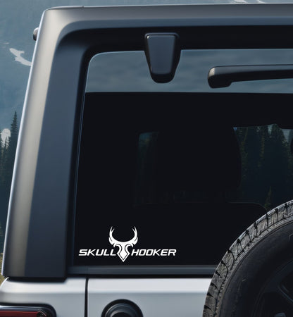 skull hooker decal, sticker, hunting fishing decal, car sticker