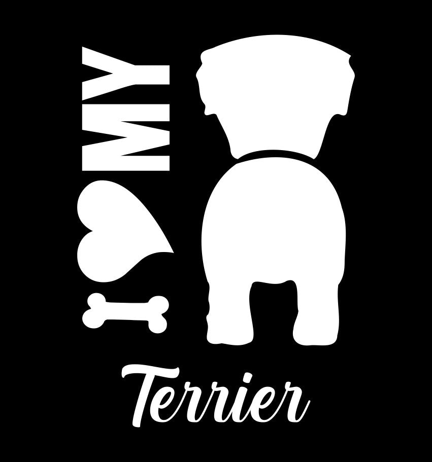 I Heart My Terrier dog breed decal