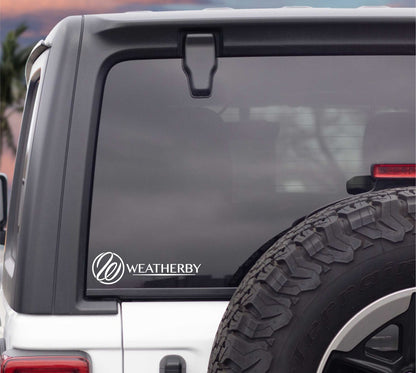 Weatherby decal, firearm decal, car decal sticker