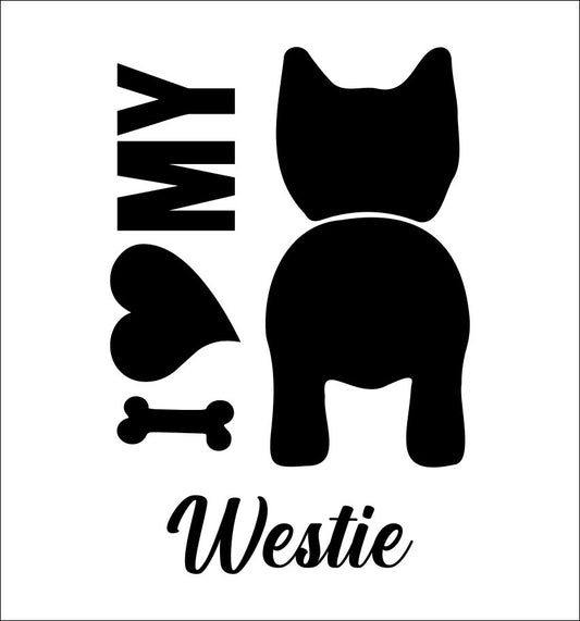 I Heart My Westie dog breed decal