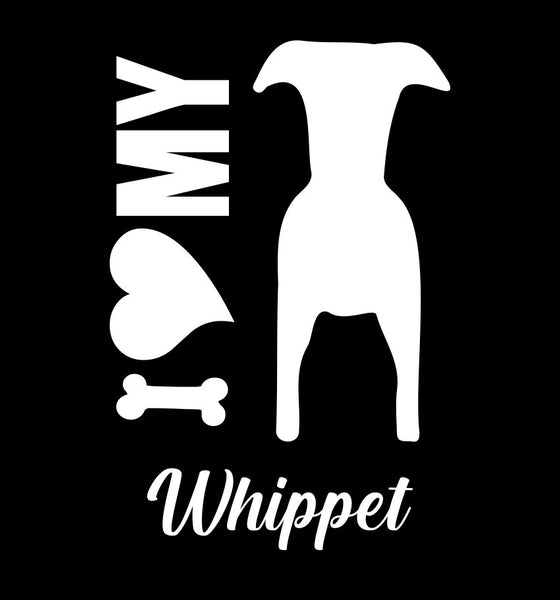 I Heart My Whippet dog breed decal