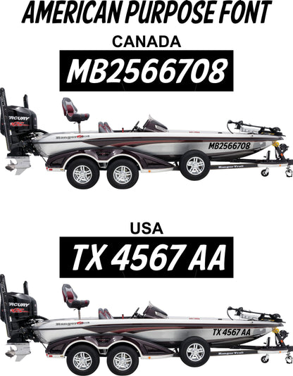 Boat Number decals, boat registration decals, boat numbers