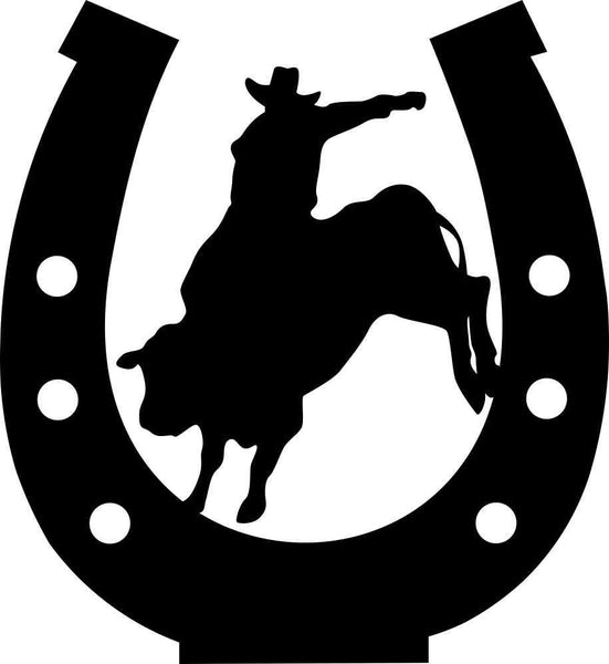 bull rider horseshoe country & western decal - North 49 Decals